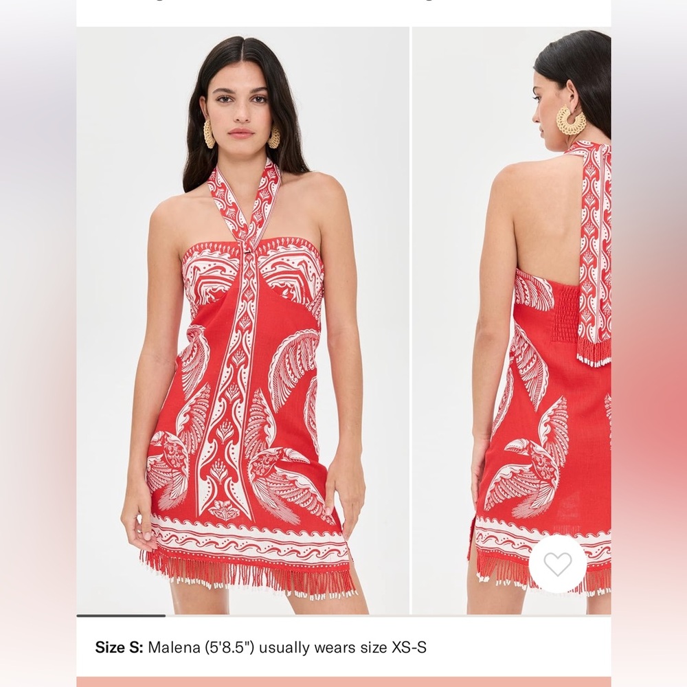 Farm Rio Linen Beaded Fringe Mini Dress